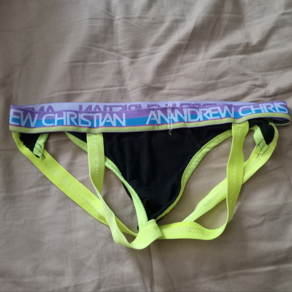 Andrew Christian Black and Yellow Jock Medium